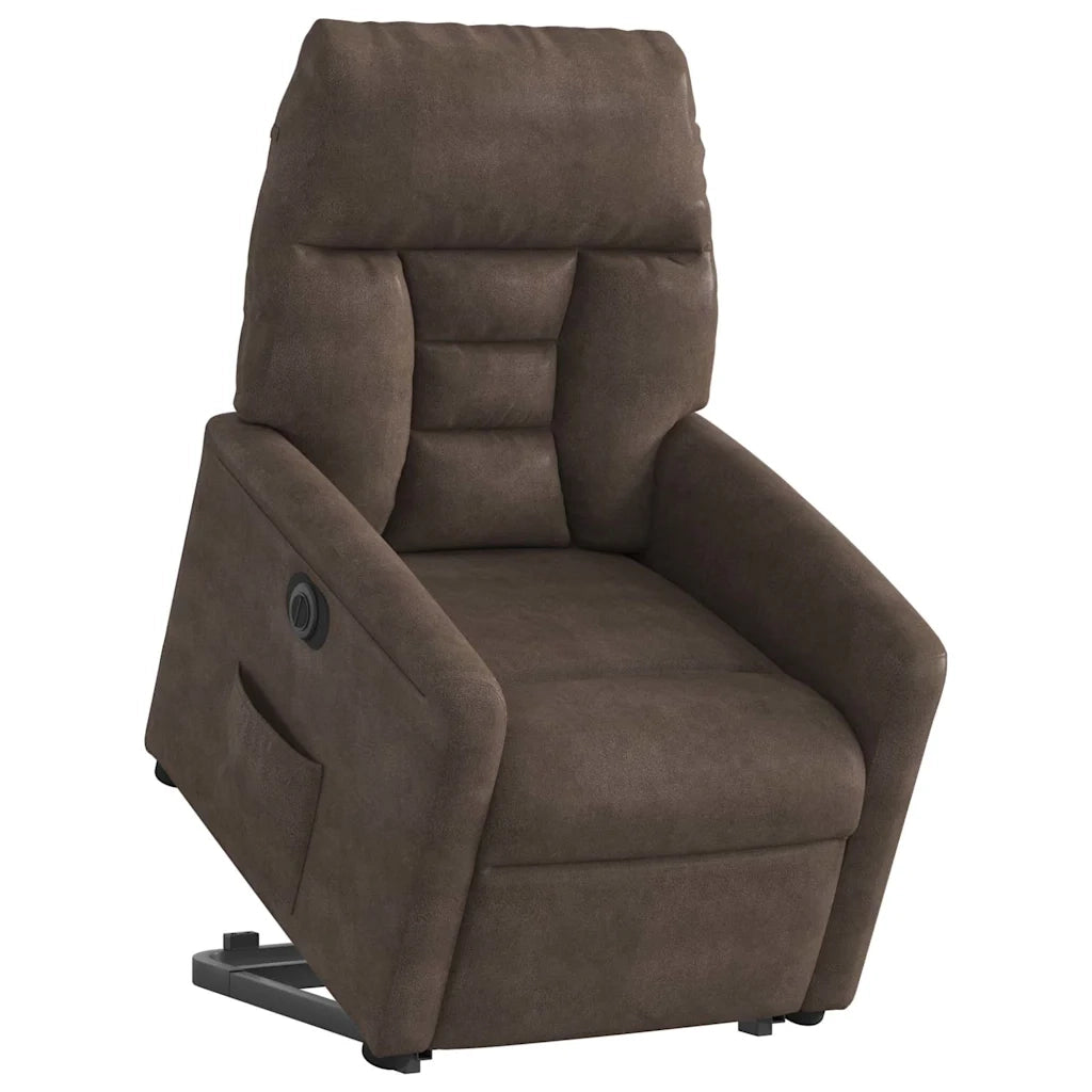 Poltrona Alzapersona Reclinabile Elettrica Marrone Microfibra 3303100