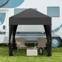 Tenda Garage Pieghevole con 4 Pareti Rimovibili, 2 finestre, Telaio in Metallo, 2 x 2m, Nero