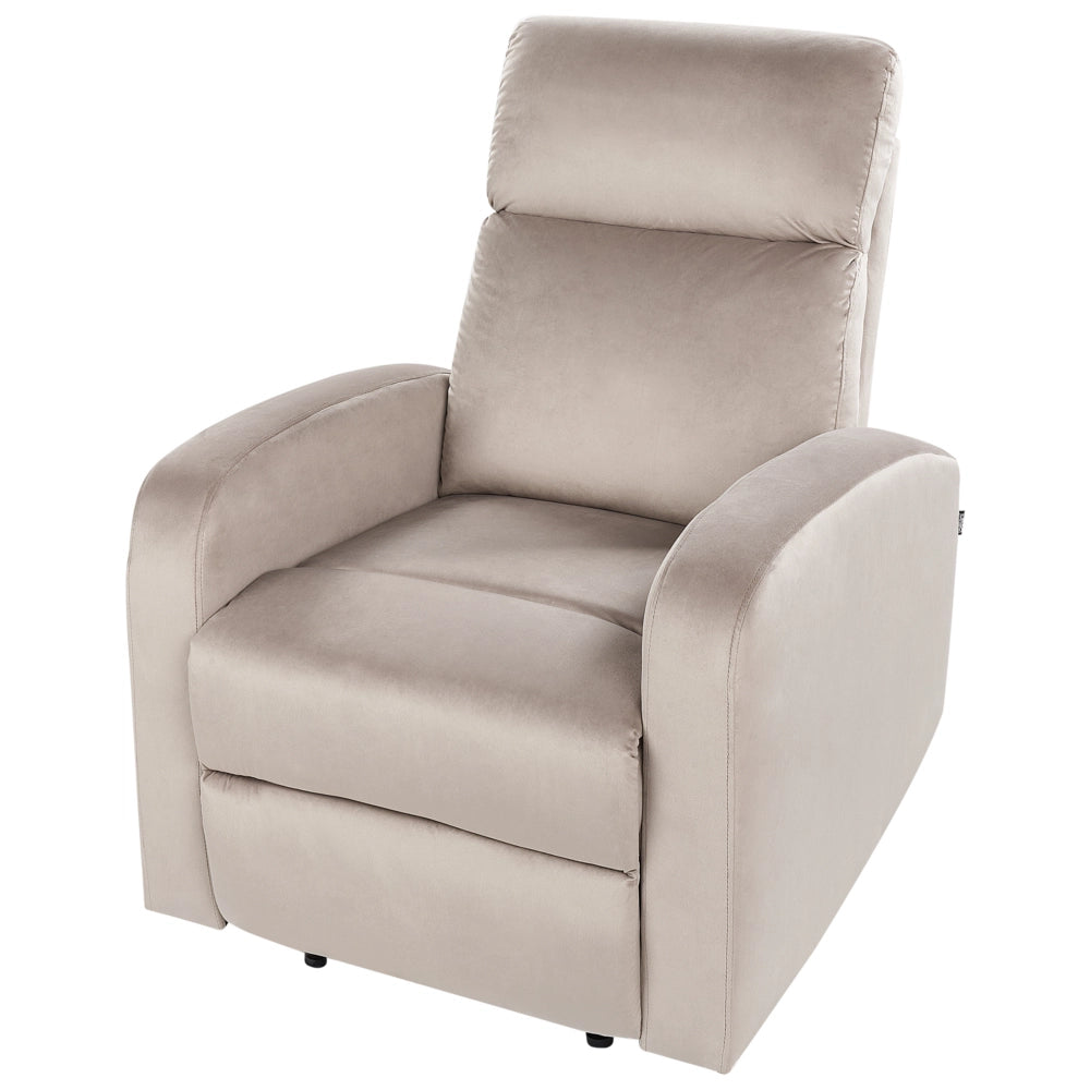 Poltrona reclinabile elettricamente in velluto bianco crema design moderno glamour soggiorno