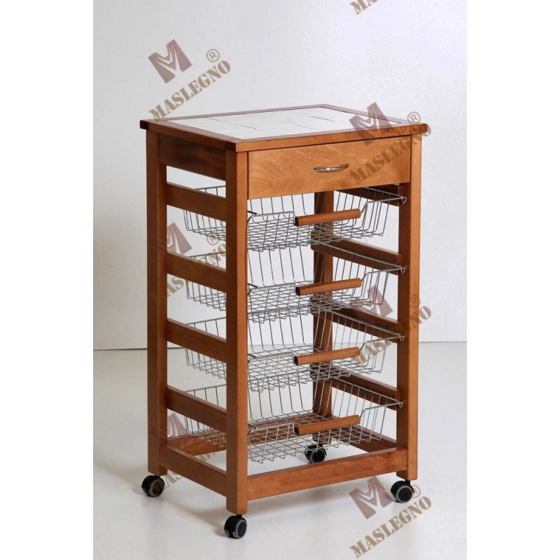 Carrello portafrutta Vesuvio con cassetto senza base - rovere