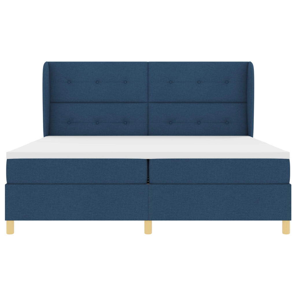 Letto Box Spring con Materasso Blu 200x200 cm in Tessuto
