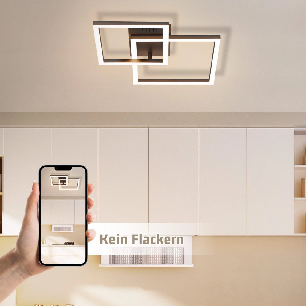 ZMH Lampada da soffitto plafoniera LED quadrata nera 20W 3000K angolare per soggiorno corridoio