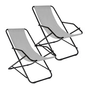 Set 2 Sdraio Sedie Spiaggina Relax Giardino Spiaggia, Pieghevoli in Acciaio e Textilene con Braccioli  Funzione Basculante Dondolo– Il Gruppone Grigio