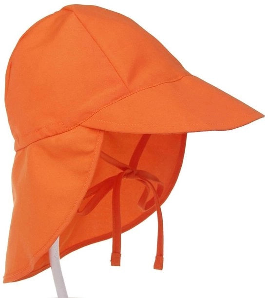 Cappello per bambini, ombrello estivo per bambini, cappello flapper con protezione collo e nastri, cappello per bambini con protezione UV (S: adatto per capelli con circonferenza 48-54 cm) - Arancione