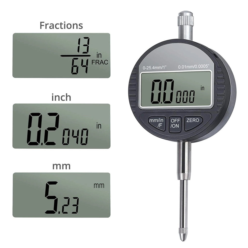 Trade Shop - Comparatore Centesimale Digitale Con Display 0-25,4mm/0,5" Tornio  0,01mm/0,005" -