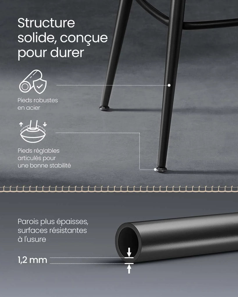 Set di 4 sgabelli da bar sedie da cucina di design con seduta imbottita in PU e cuciture moderne per cucina o bar nero 12_0005373