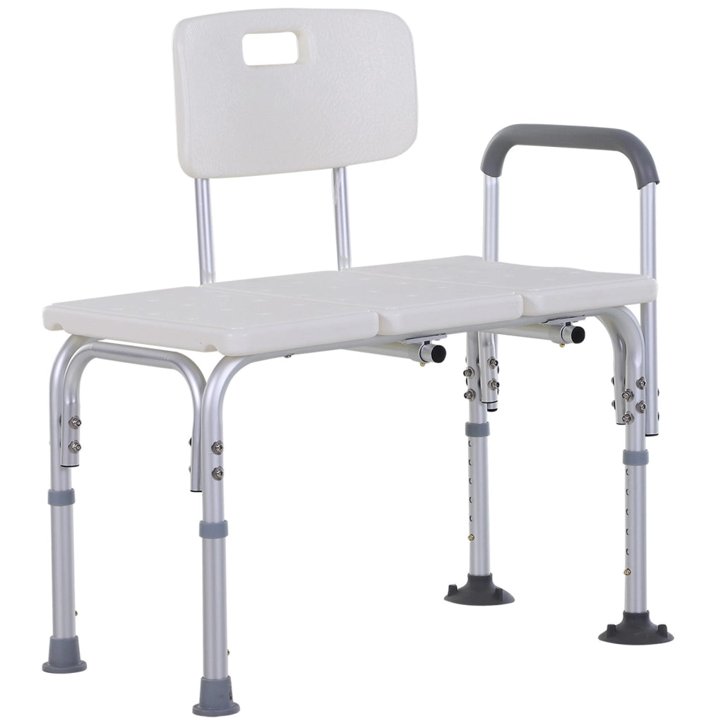 Easycomfort Sedia da Doccia con Altezza Regolabile su 6 Livelli, Piedini e Bracciolo Antiscivolo, Ampia Seduta (68.5x40.5cm)