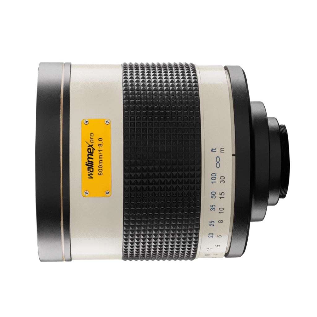 Obiettivo Mirror 800/8,0 DSLR compatibile con Canon R – Lunghezza 131 mm – Per lunghezza focale 800 mm – full frame/APS-C – Adattatore K-Mount T2 – Distanza minima di messa a fuoco 3,5 m