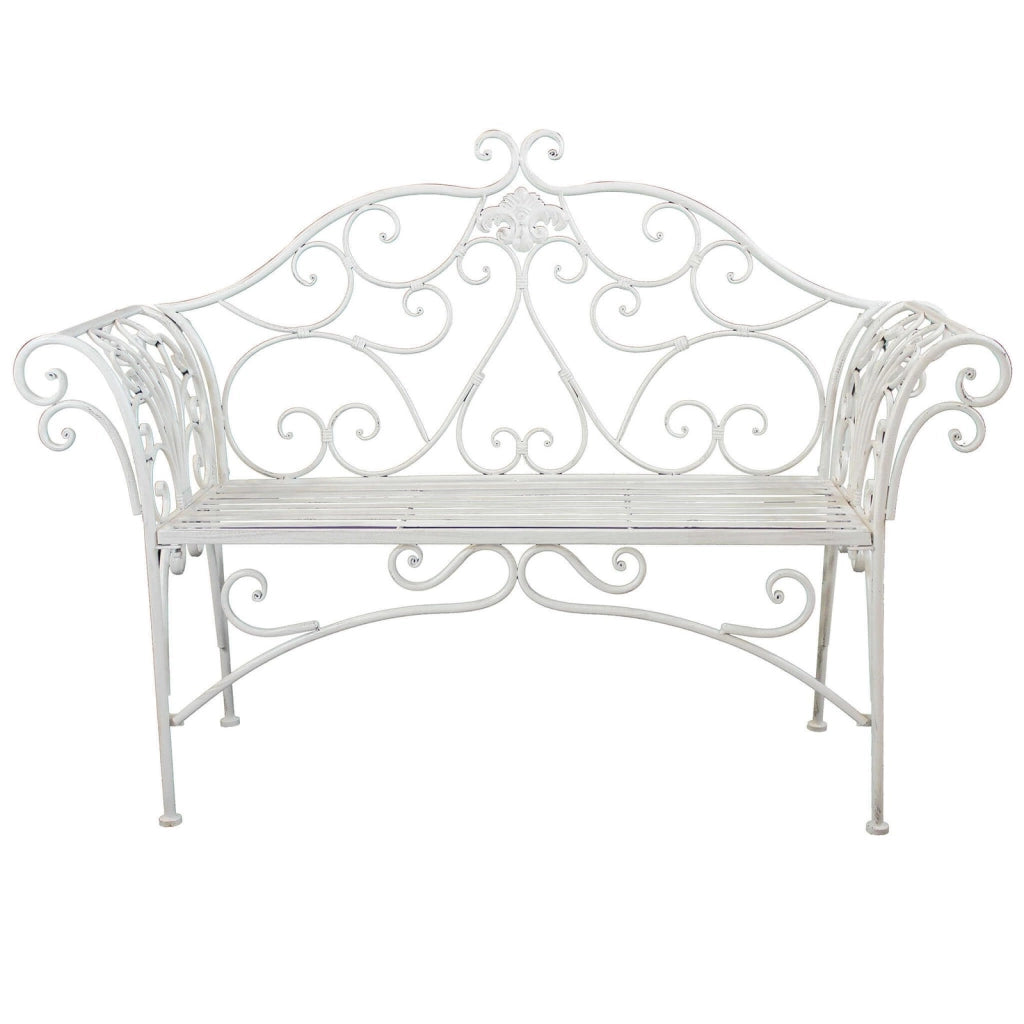 Panca 2 posti stile provenzale in Acciaio cm 136x46x96 - SHEARD