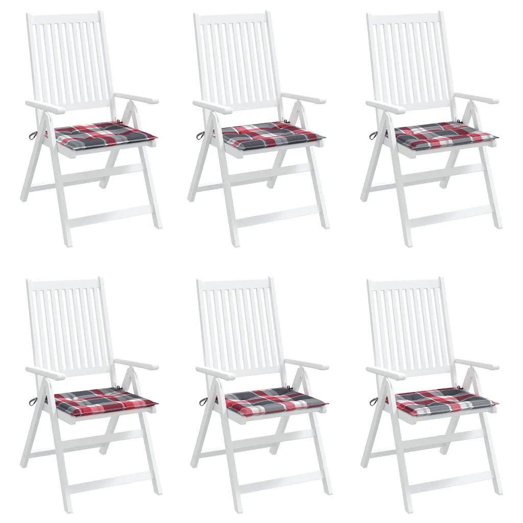 Cuscini per Sedia 6 pz a Quadri Rossi 50x50x4 cm Tessuto Oxford 314070