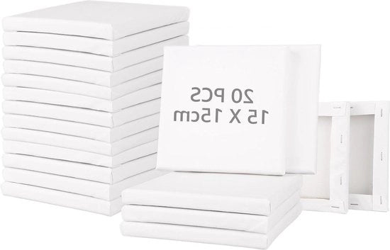 Telaio per dipinto 20 pezzi 15 x 15 cm canapa bianca per dipingere - per vernice acrilica e olio - tessuto di cotone grande