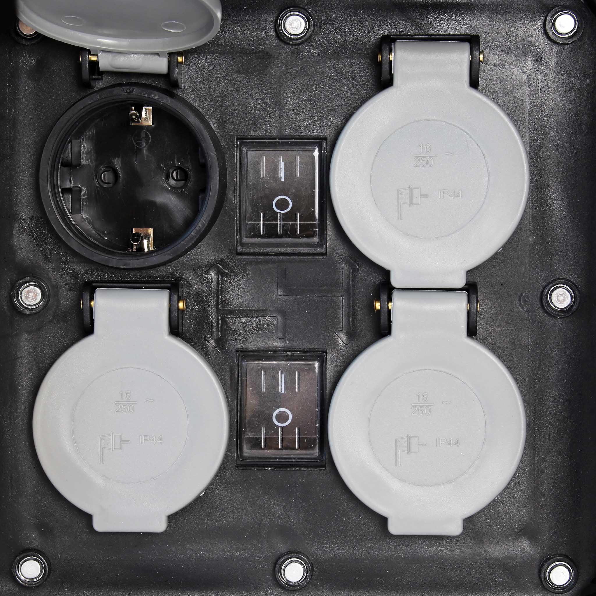 Presa multipla con 2 interruttori on/off, effetto pietra, Multipresa per esterno con 4 prese, protezione IP44