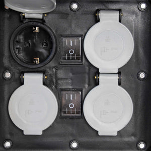 Presa multipla con 2 interruttori on/off, effetto pietra, Multipresa per esterno con 4 prese, protezione IP44