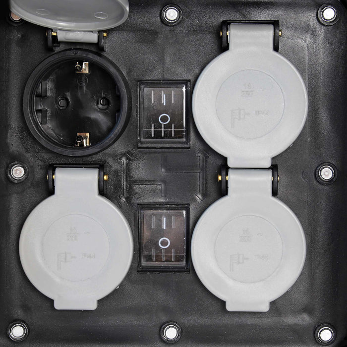 Presa multipla con 2 interruttori on/off, effetto pietra, Multipresa per esterno con 4 prese, protezione IP44