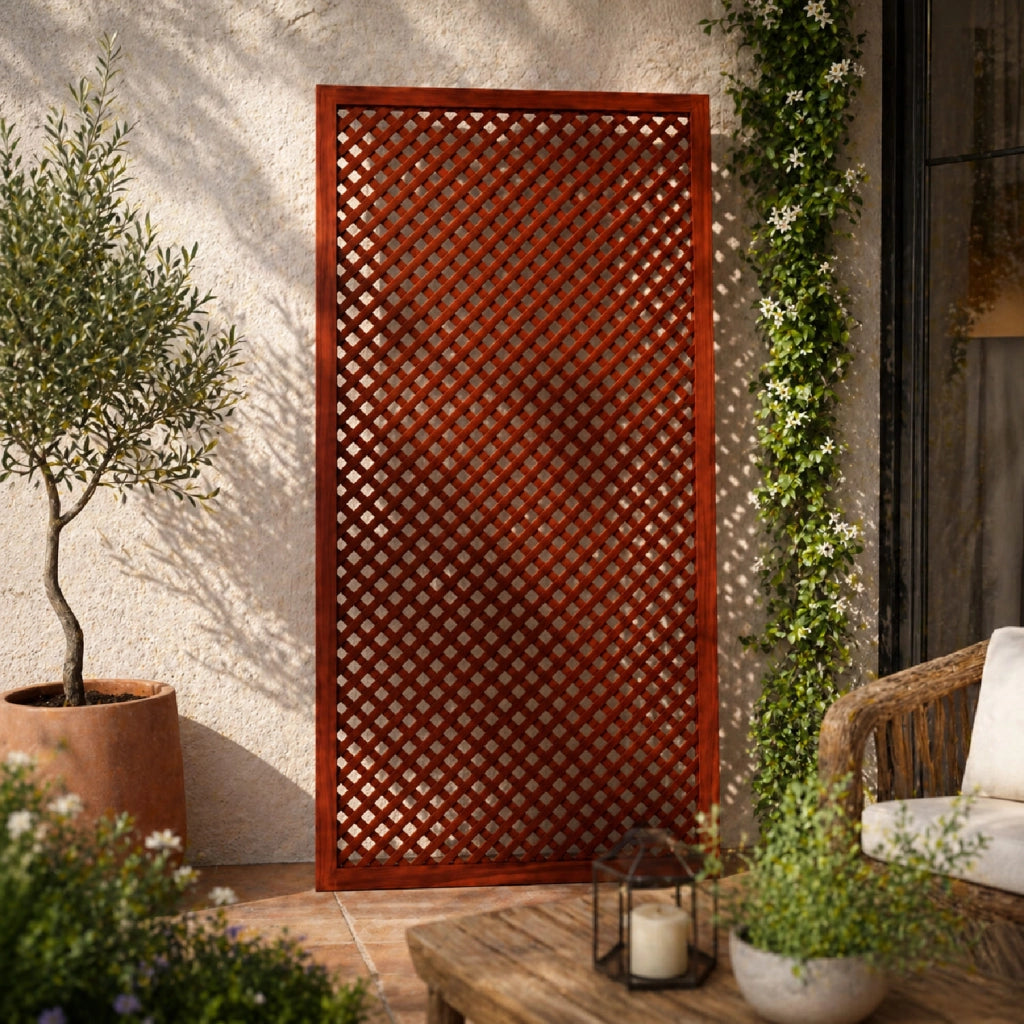 Traliccio Divisorio In Legno Di Pino Pannello Grigliato Per Giardino Balcone E Terrazza Supporto Per Piante Rampicanti Privacy Outdoor Design Decorativo 60 x 183 Cm Legno Scuro