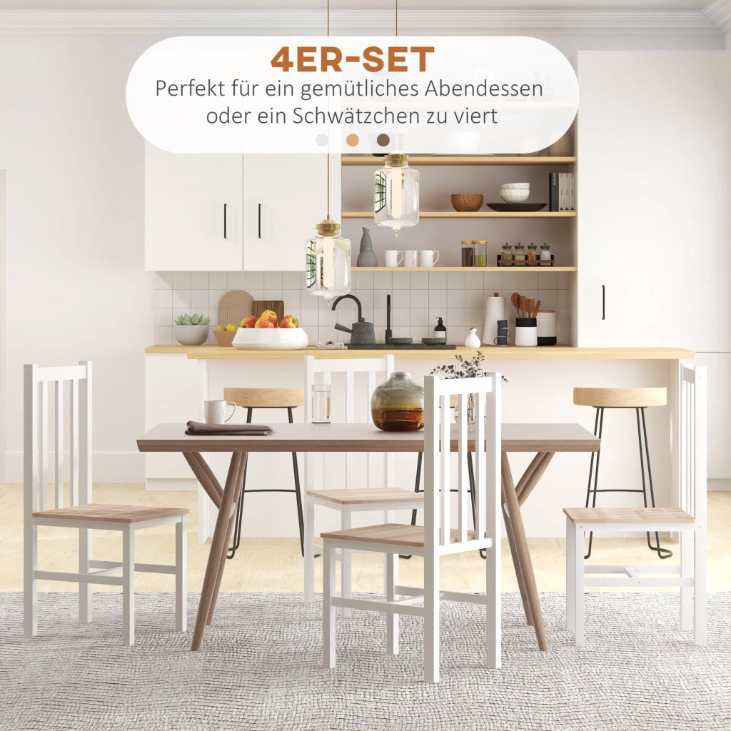 Set di 4 sedie da pranzo in legno massello ¨C Minimal ¨C Naturale 38.5x47.5x99 cm