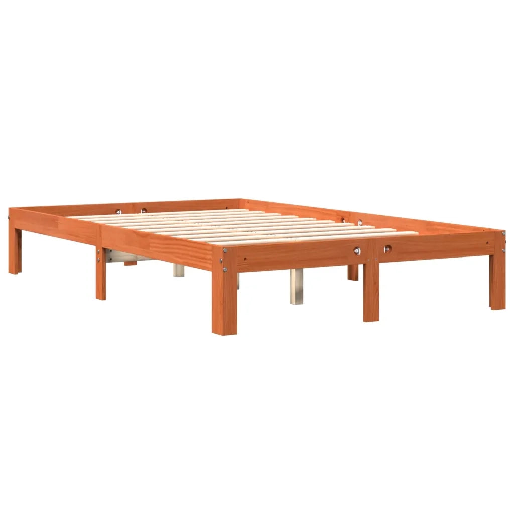 Letto matrimoniale | Letto per adulti | Giroletto senza Materasso Marrone Cera 140x200cm Massello Pino