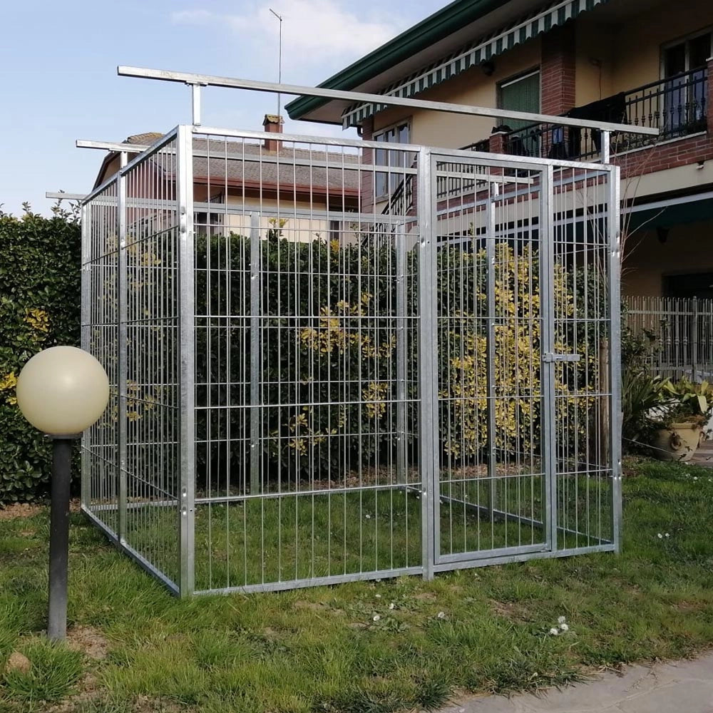Recinto per cani perimetro e predisposizione alla copertura box modulare metri 2 x 2 viteria compresa