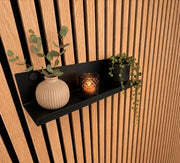 Pannello di supporto in metallo nero - 30,4 cm di larghezza - Installazione semplice senza perforazione - Adatto per pannelli acustici - Spazio di stoccaggio elegante - Pannello di supporto