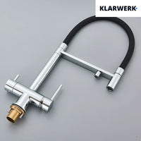 Lana | Rubinetto estensibile a 3 vie cromato lucido da cucina ad osmosi| per acqua potabile in acciaio inossidabile,  Filtra 3 connessioni