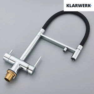 Lana | Rubinetto estensibile a 3 vie cromato lucido da cucina ad osmosi| per acqua potabile in acciaio inossidabile,  Filtra 3 connessioni