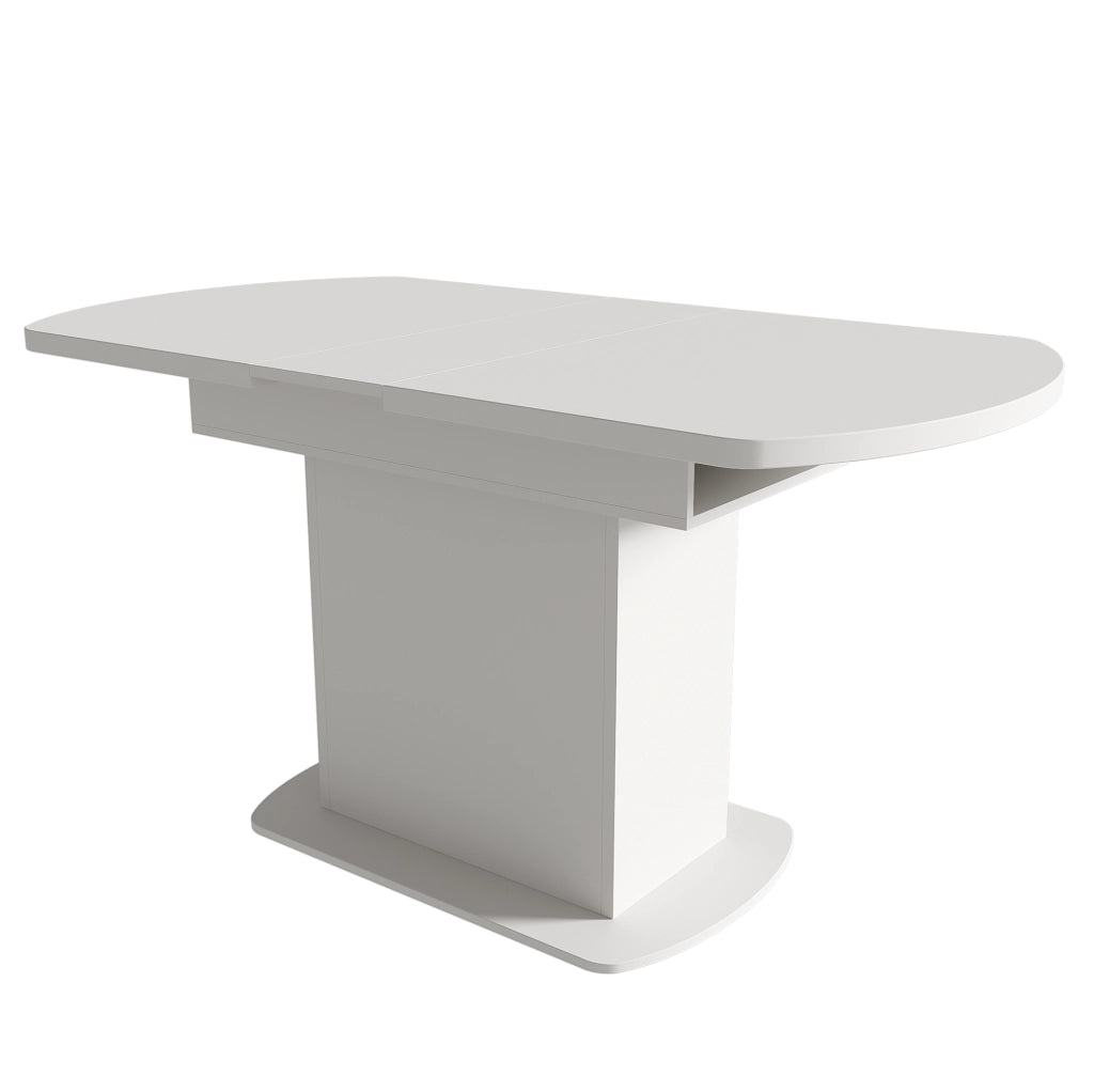 Tavolo da pranzo allungabile 110/130x70x75 cm con contenitore; bianco e argento