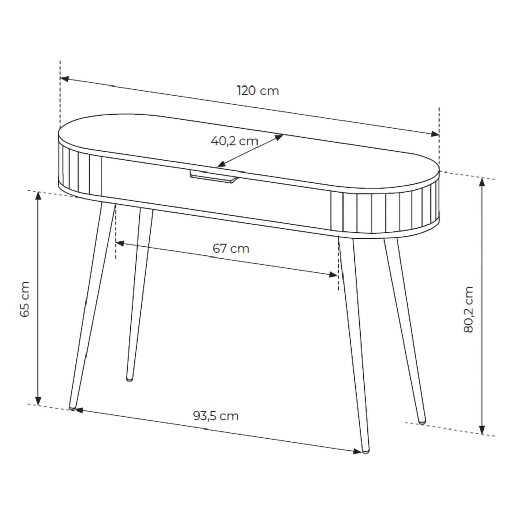 Mobile da Trucco Katereha, Toeletta un Cassetto, 120x40x80h cm Marrone Rovere