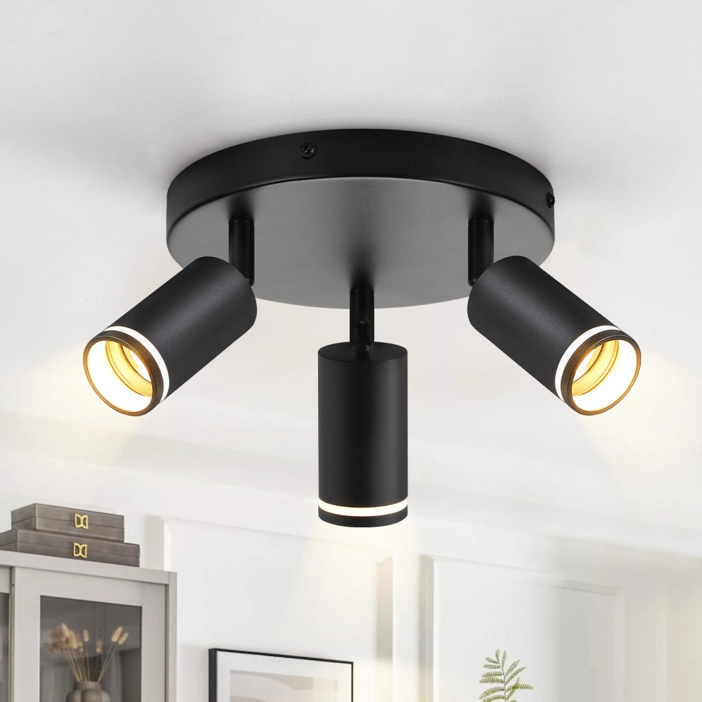 ZMH Faretto da soffitto neri 3 luci GU10 metallo orientabili moderni per camera letto sala pranzo senza lampadina