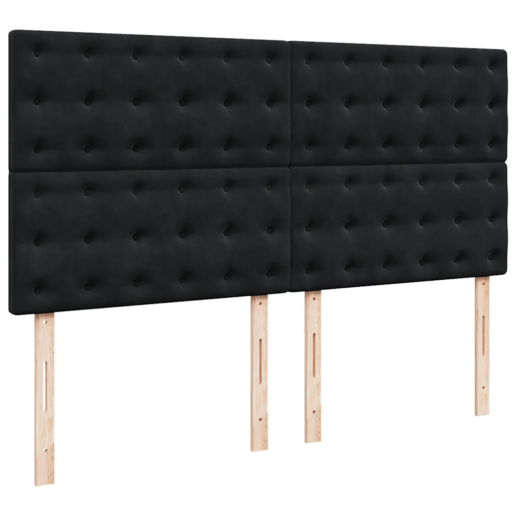 vidaXL Giroletto a Molle con Materasso Nero 200x200 cm in Velluto