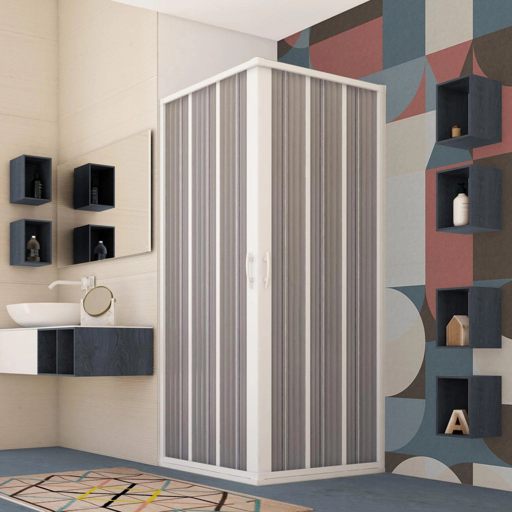Box Doccia in PVC 75x90CM H185 a soffietto con Apertura Centrale colore Bianco mod. Flex