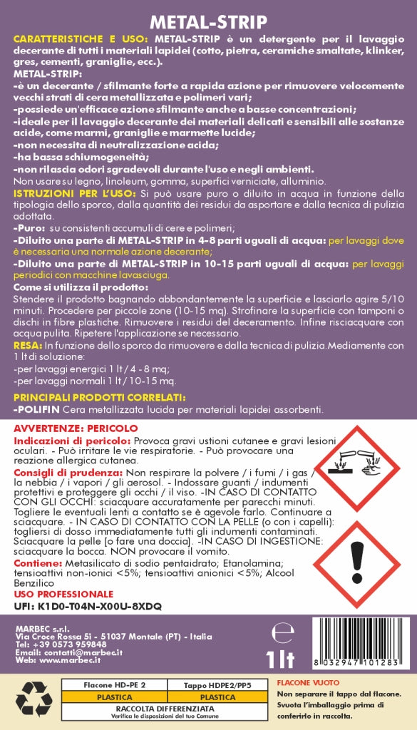 Detergente sgrassante professionale METAL-STRIP   1LT