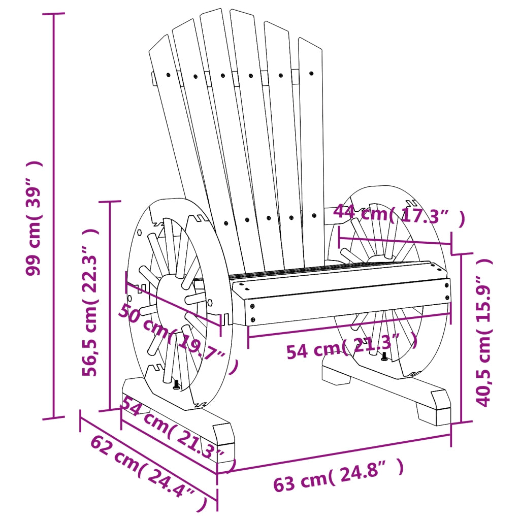 Sedia da Giardino Adirondack in Legno Massello di Abete 365089