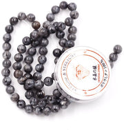 Kralen con cordone per la creazione di accessori DIY, pietre per collane energetiche 4mm = 180 pezzi e 1 rotolo di corda in larvikiet nero 4mm