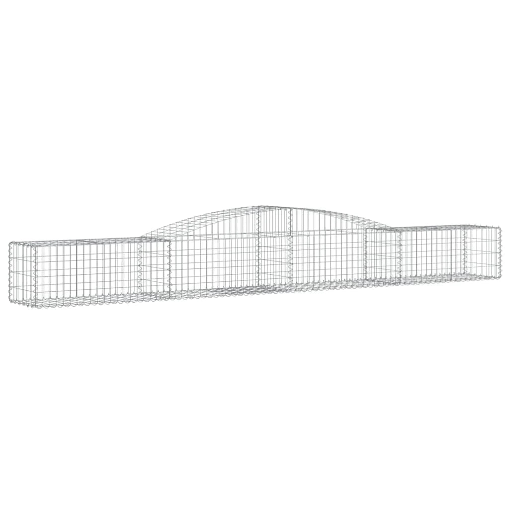 Cestini gabbioni recinzione a gabbia muro di contenimento ad arco 6 pezzi 400 x 50 x 40/60 cm ferro zincato argento 02_0041062