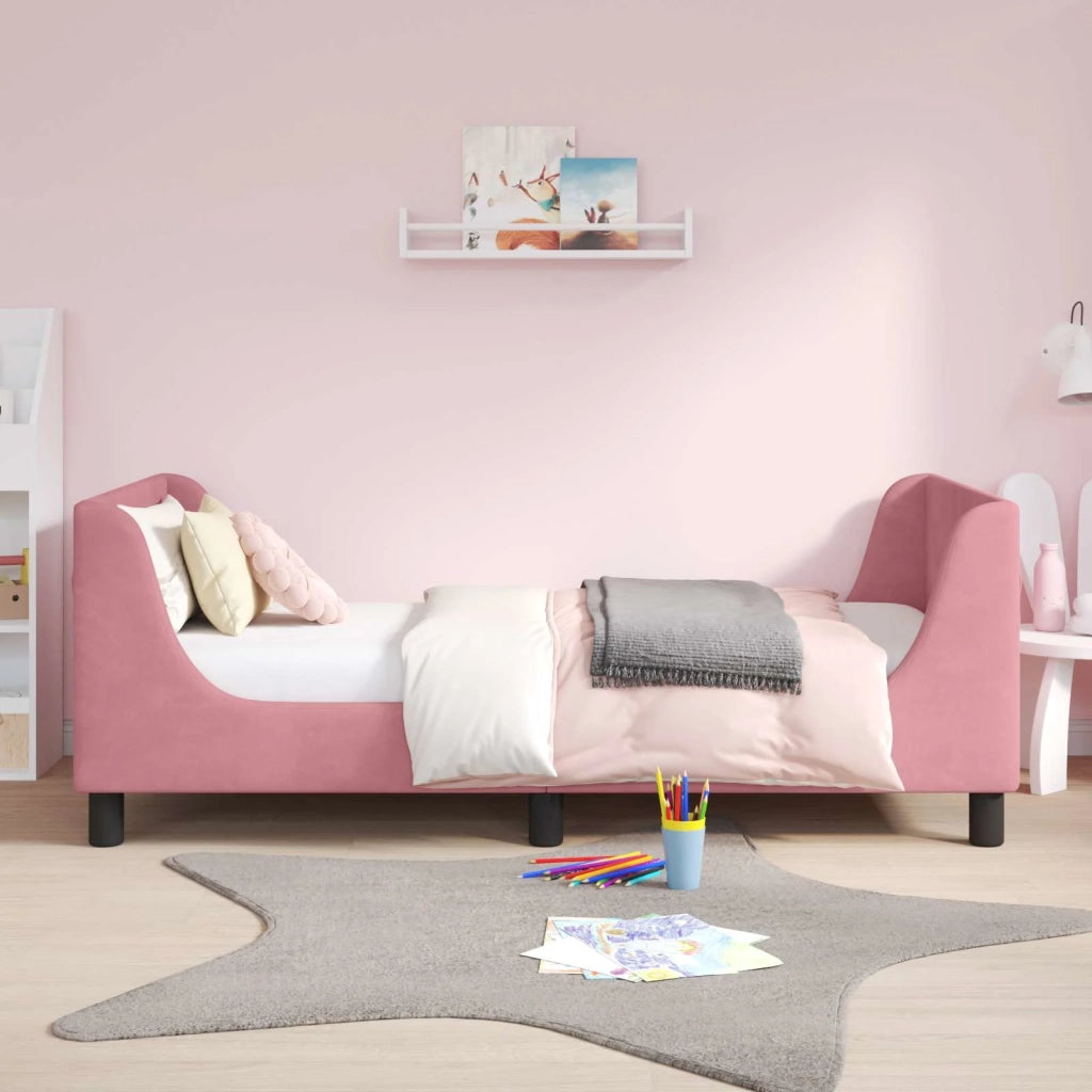 Struttura letto bambini con testata Rosa 80 x 160 cm Velluto