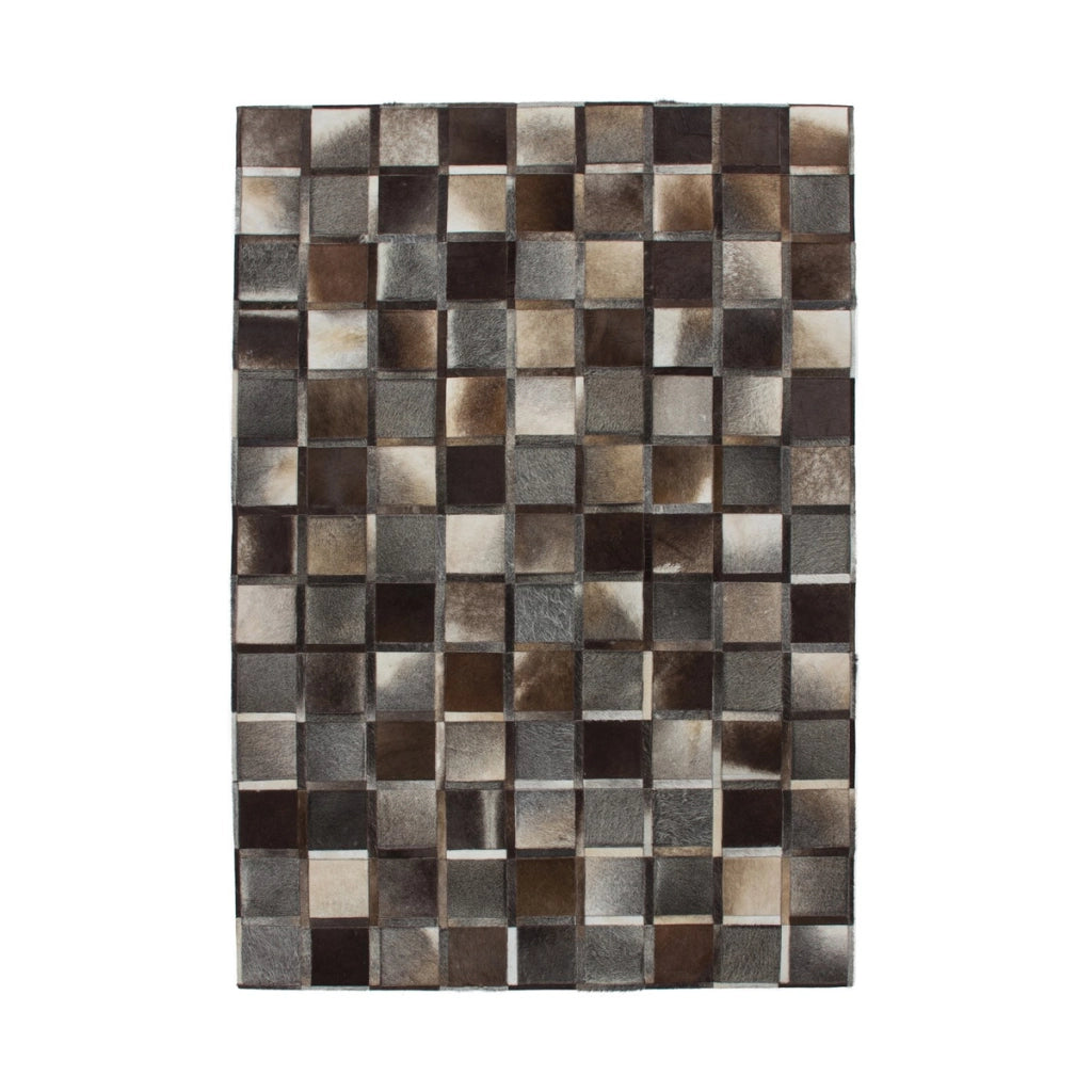 Tappeto in pelle patchwork Eclipse 400 grigio