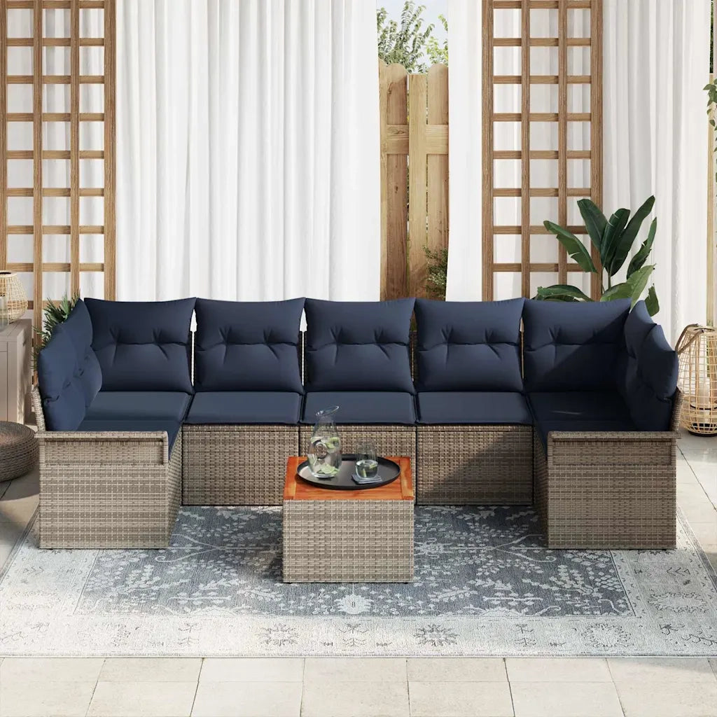 Set Divano da Giardino con cuscino 8 pcs Grigio polyrattan 3347297
