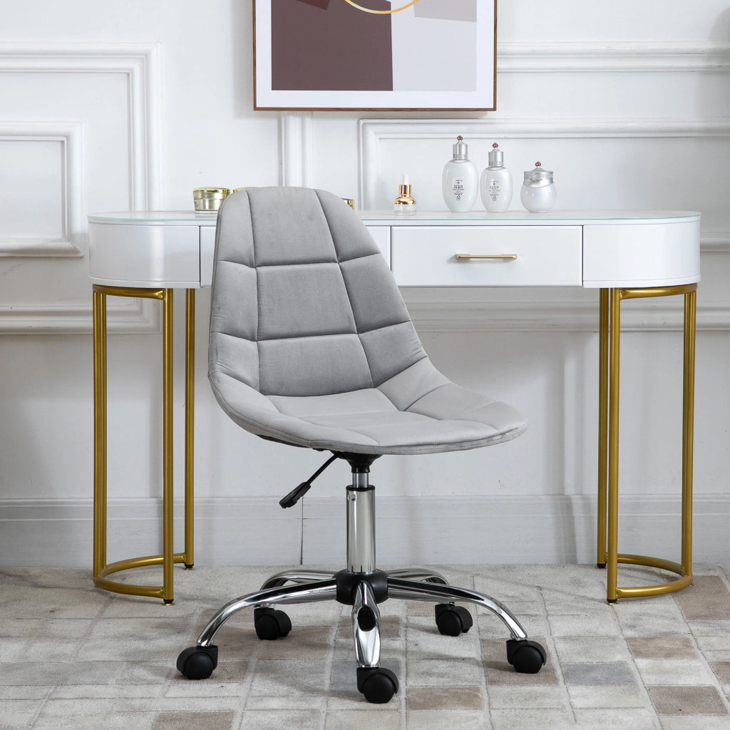 Sedia Girevole , Design Ergonomico e Regolabile Senza Braccioli, Grigio, 59x59x81-91cm