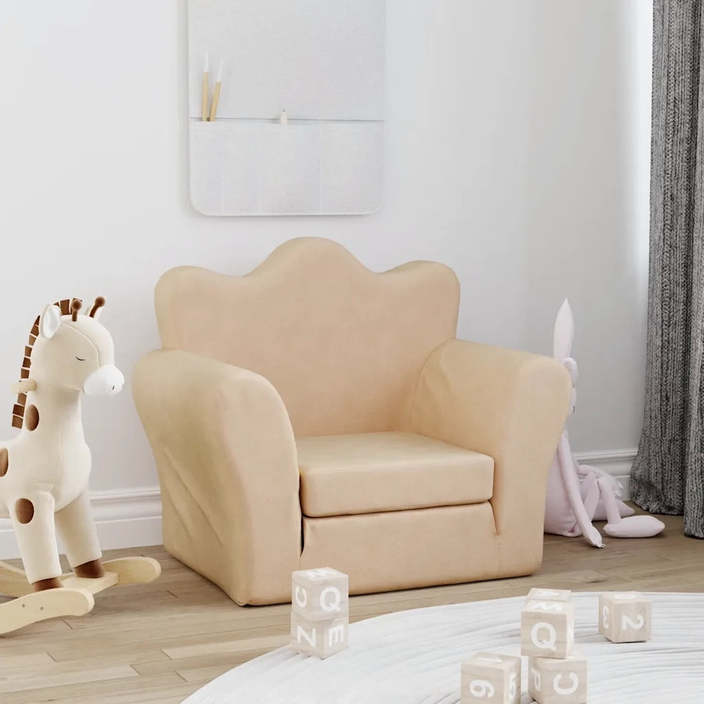 Divano letto | Sof¨¤ letto | Letto singolo per Bambini Crema in Morbido Peluche