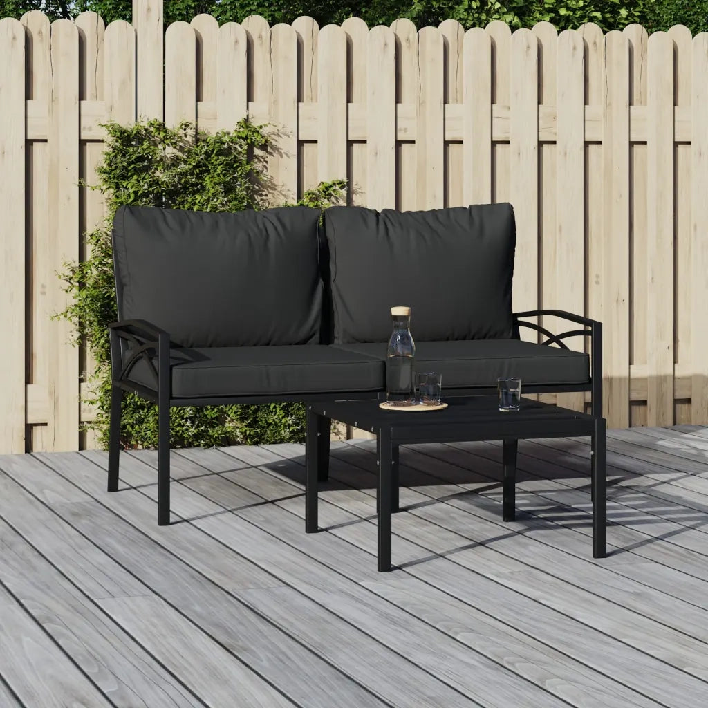 Sedia da patio-Sedie da Giardino con Cuscini Grigi 2pz 62x75x79 cm Acciaio