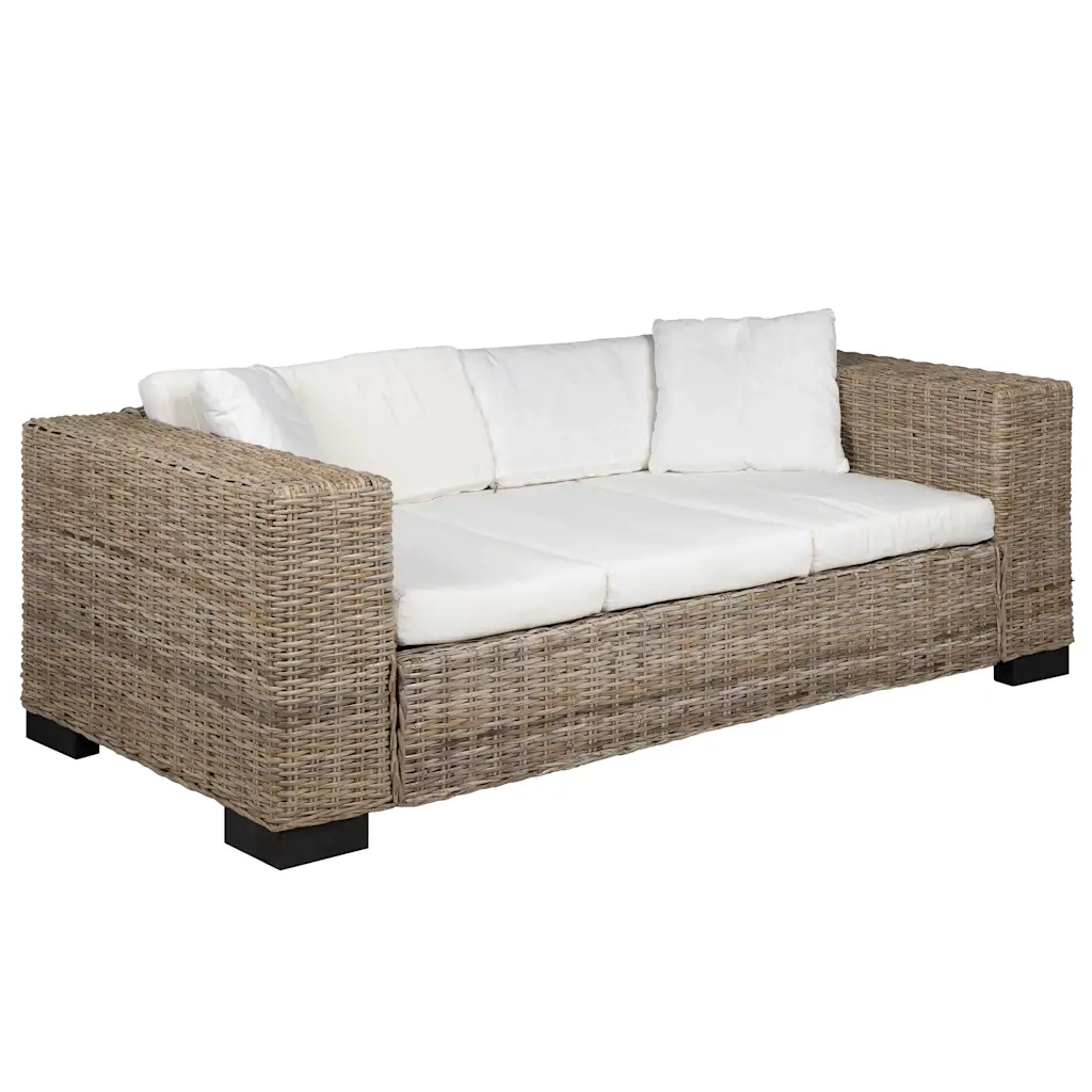 Divano a 3 Posti 8 pz in Rattan Naturale 243246