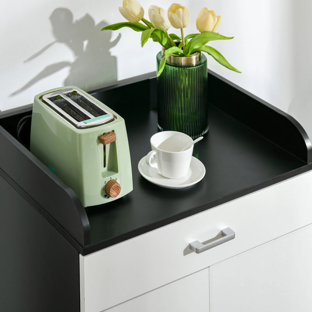 EasyComfort Mobiletto con Cassetto di Legno, con Ripiano Regolabile, Mobiletto da Cucina Salvaspazio, Soggiorno e Anticamera, in Legno MDF, 60x40x90cm, Bianco e Nero
