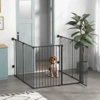 Cancellino per Cani Taglia Media Pieghevole e Modulabile in Metallo e Plastica, 123x102x90 cm, Nero