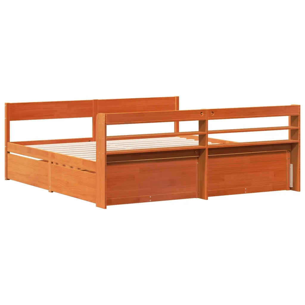 Letto senza Materasso Marrone Cera 180x200 cm in Legno di Pino