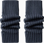 Sokke in lana geribbelata con cappuccio per donne, caldo invernale e autunnale, blu (40cm) - 40cm