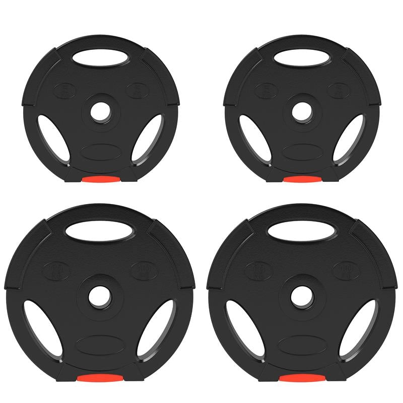 KIT PESI CON 2 DISCHI DA 10 KG E 2 DISCHI DA 5 KG IN POLIPROPILENE E SABBIA Ø 34X6 CM E Ø 27X4.5 CM NERO