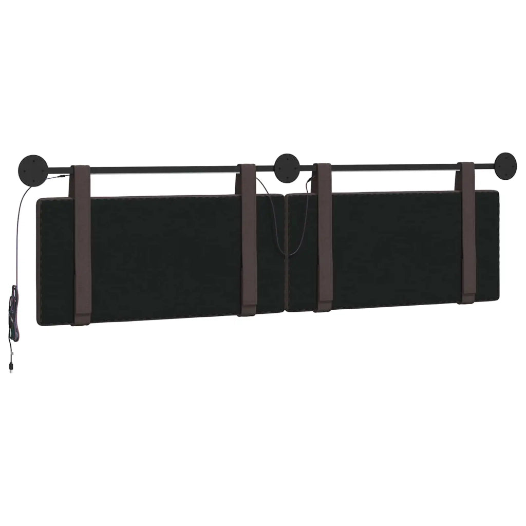 Testiera sospesa Con luce LED Marrone Scuro Tessuto