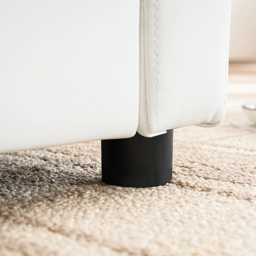 Panca contenitore rettangolare con seduta imbottita e vano portaoggetti, in legno e tessuto bianco 122 × 45 × 47 cm
