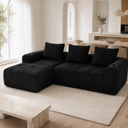 SOFA Modulare in tessuto corduroy 253x158x61 cm Nero con 3 cuscini