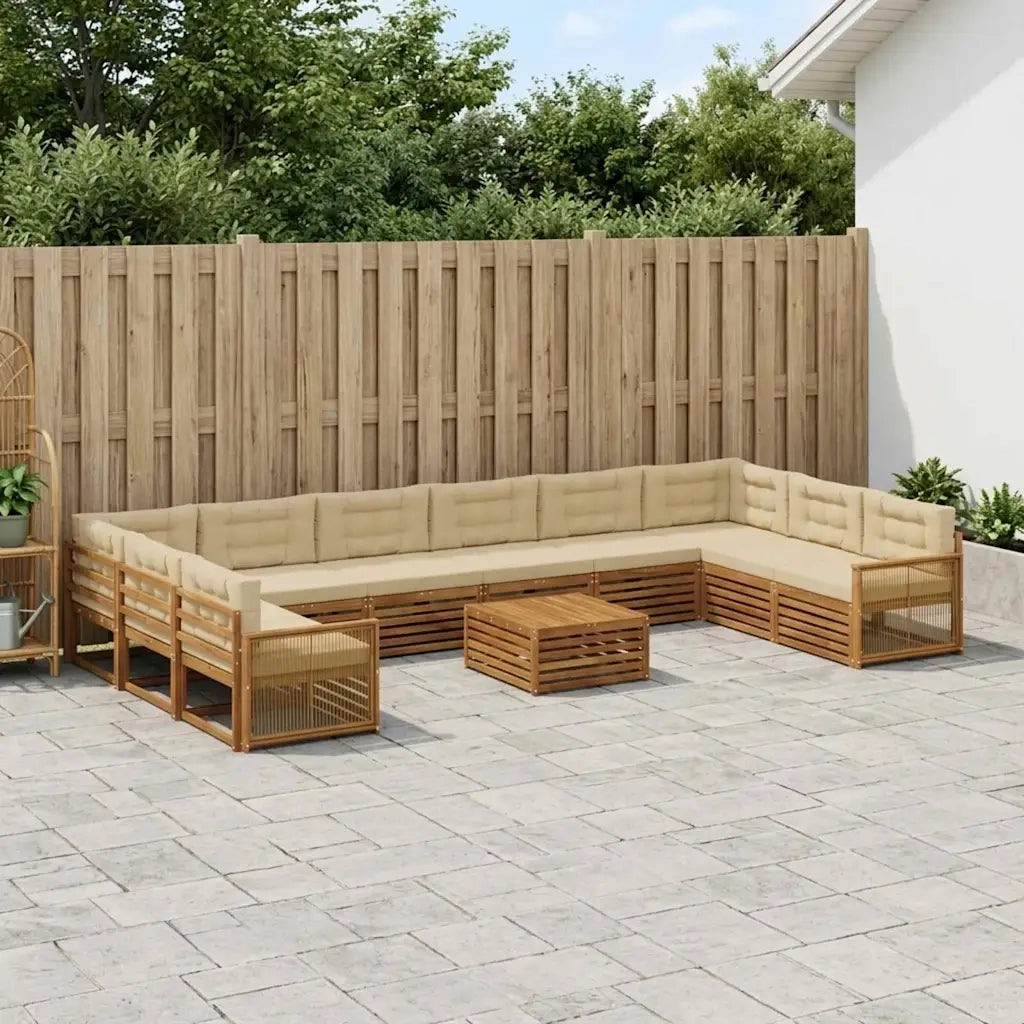 Set divani con cuscino 11 pcs Legno di Acacia Massello